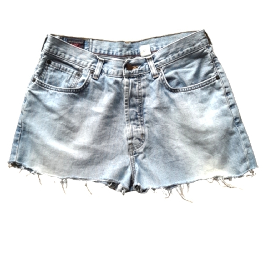 Abercrombie & Fitch Vintage Denim Shorts Distressed Raw Edges Button fly